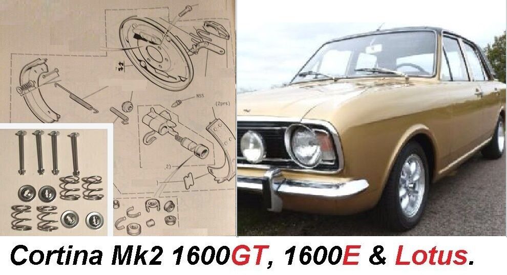 REAR BRAKE SHOE FITTING KIT (Ford Cortina Mk2) (Lotus, GT & 1600e) (1966- 70) 